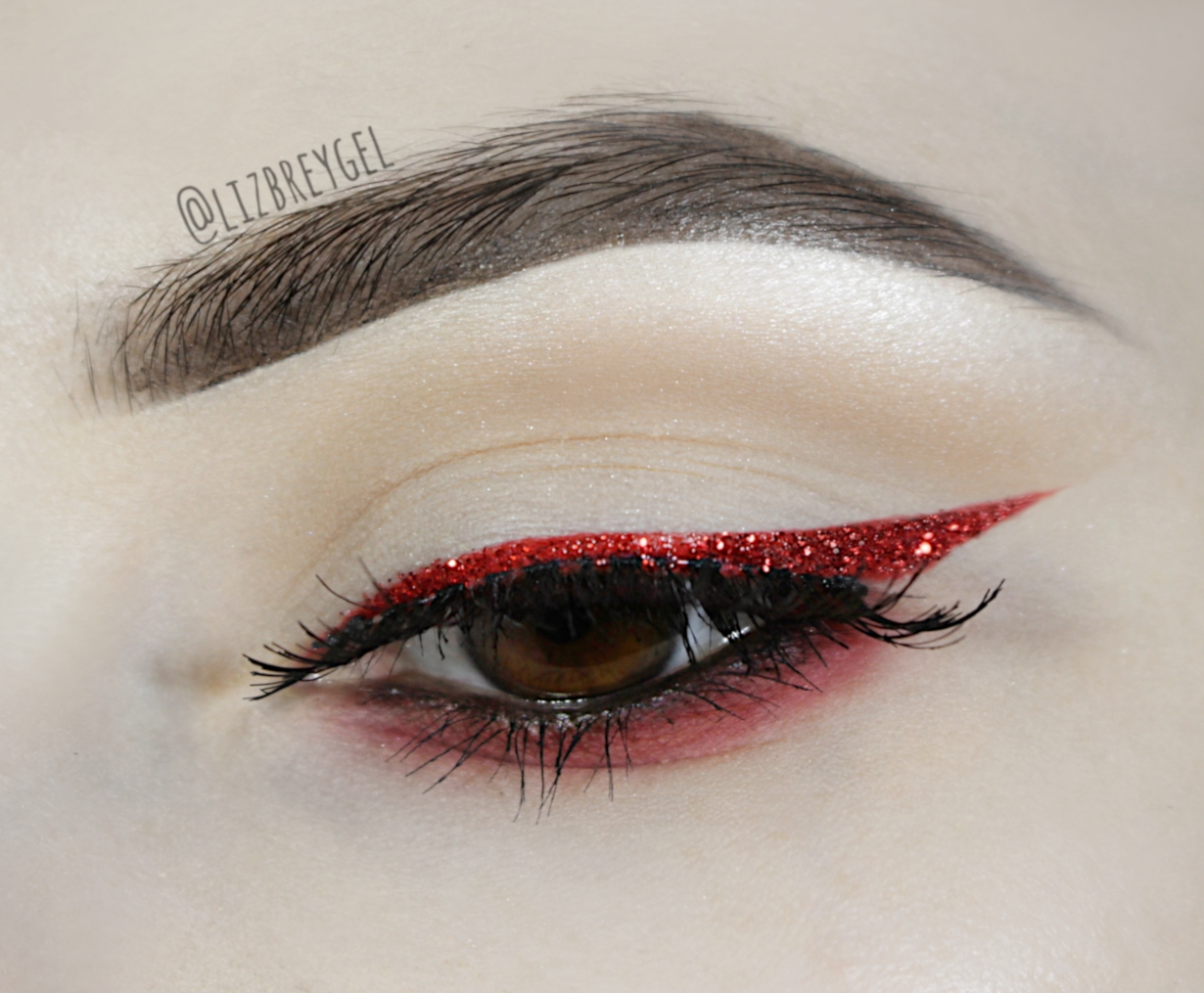 CRANBERRY RED GLITTER EYELINER LOOK FOR CHRISTMAS STEP BY STEP